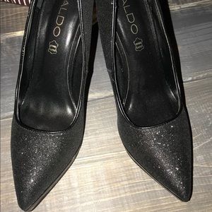 Black Matt Glittery Heels